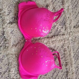 Pink Sequin Embellished Bra